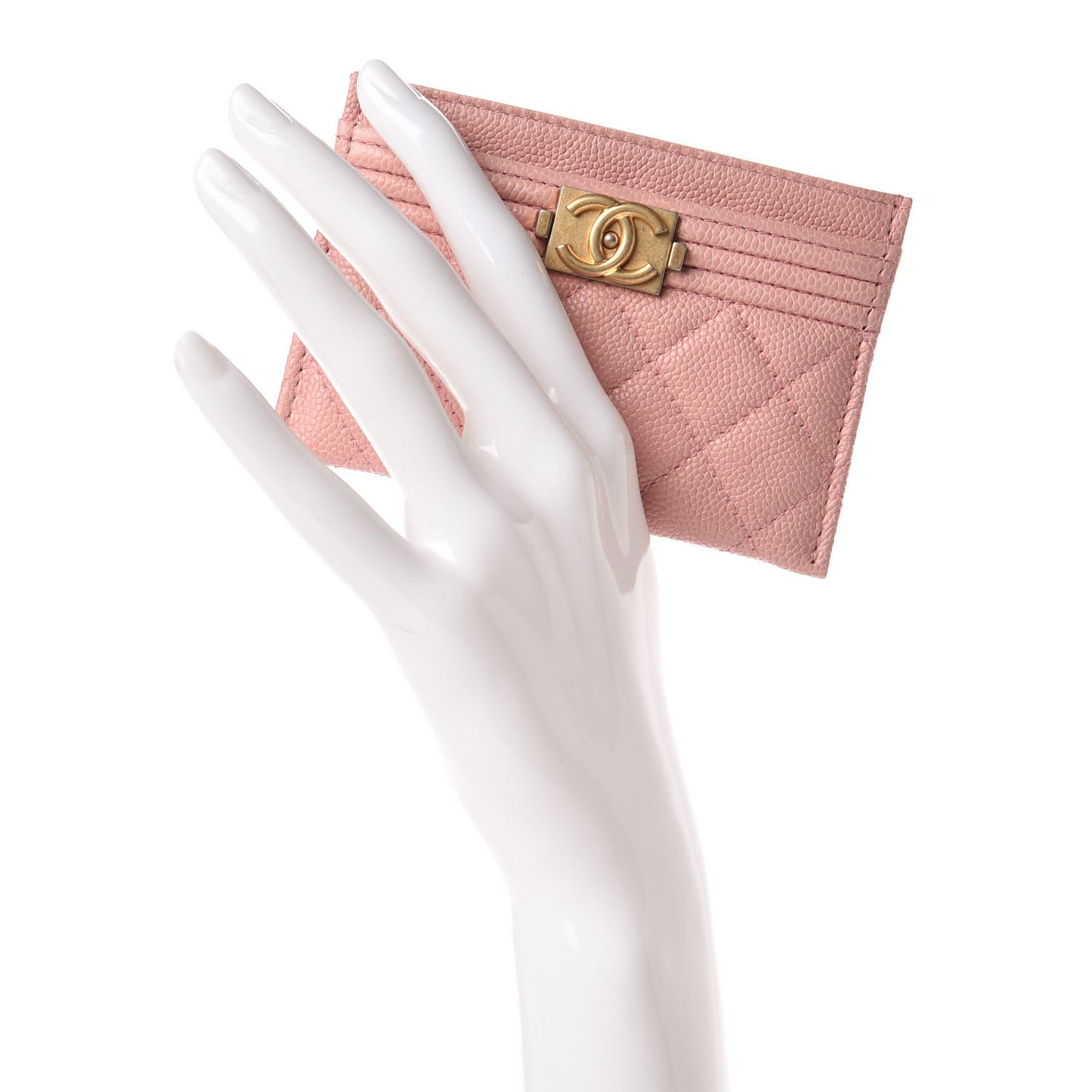 Caviar Quilted Boy Card Holder Light Pink