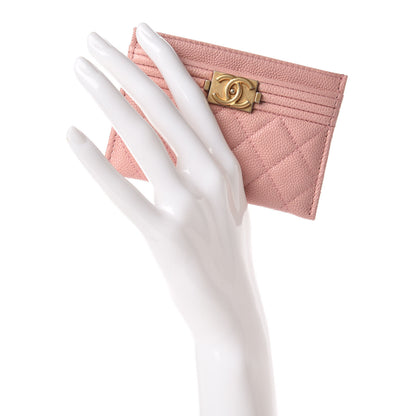 Chanel Caviar Quilted Boy Card Holder Light Pink 2 of 9