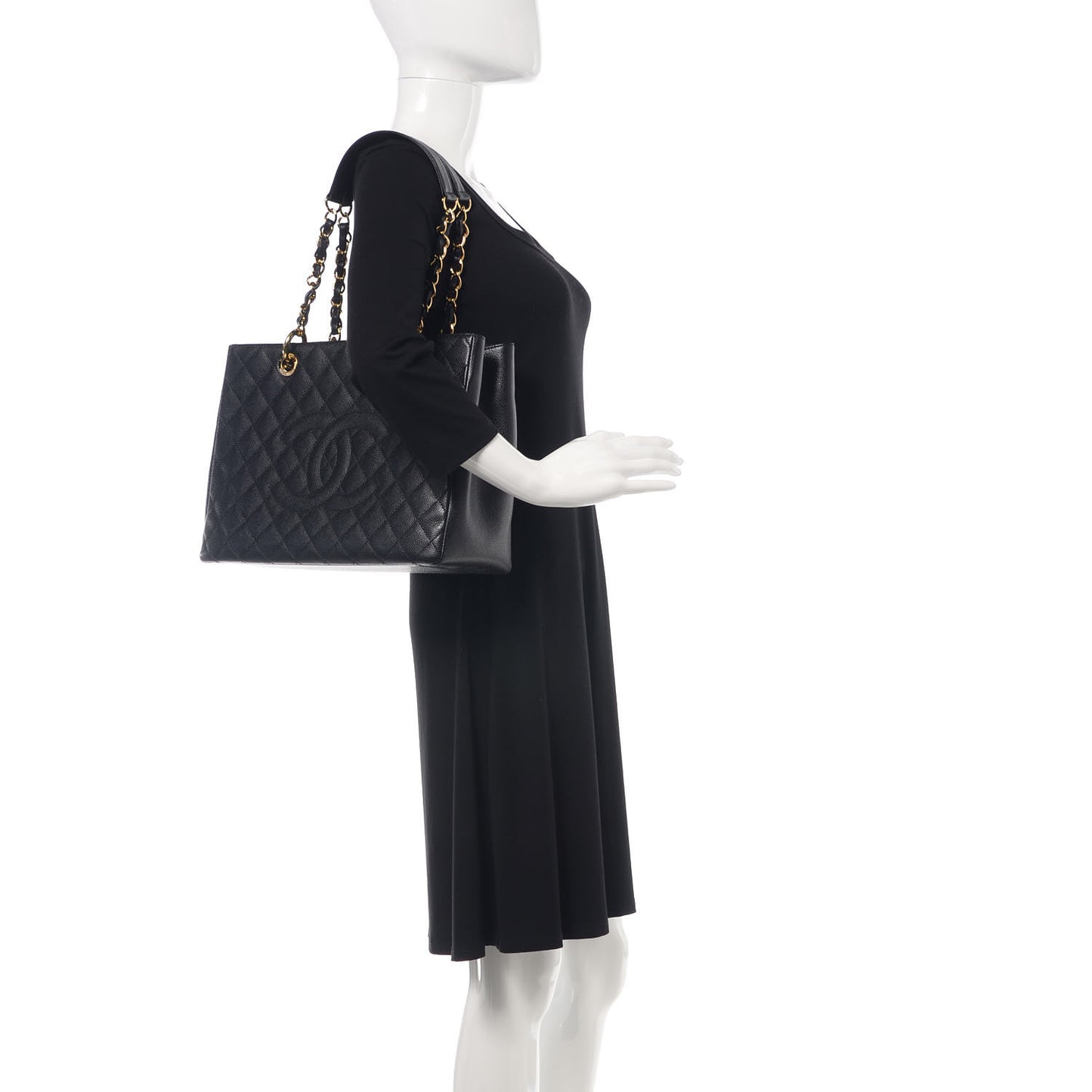 Caviar Quilted Grand Shopping Tote GST Black