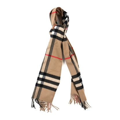 Burberry Cashmere Giant Heritage Check Fringe Scarf Camel 1 of 3