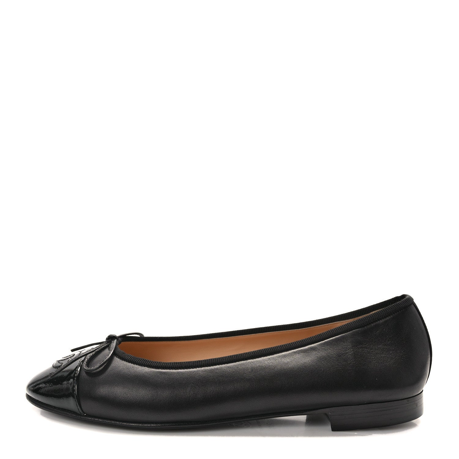 Chanel Lambskin Patent Cap Toe Ballerina Flats 39.5 Black 1 of 8