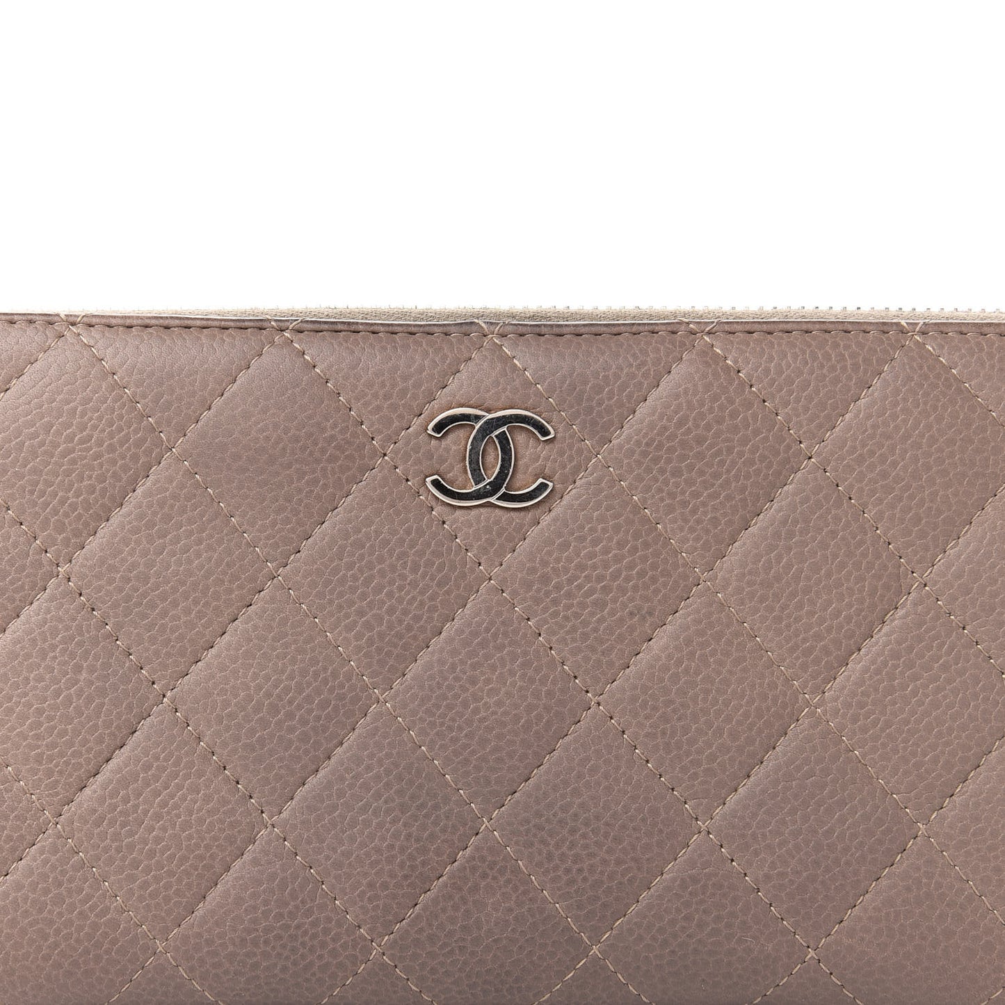 Caviar Quilted Large Gusset Zip Around Wallet Grey