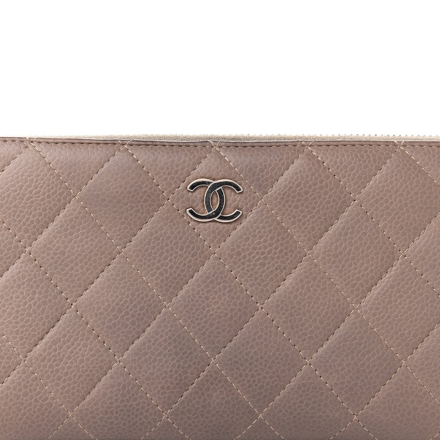Chanel Caviar Quilted Large Gusset Zip Around Wallet Grey 10 of 12