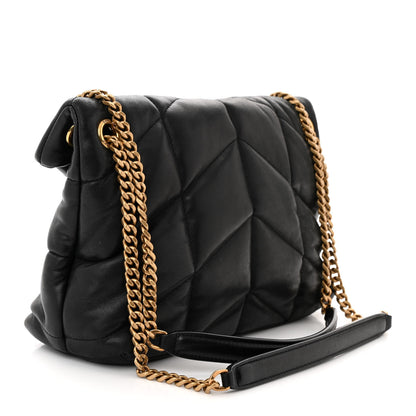 Saint Laurent Lambskin Quilted Small Loulou Puffer Monogram Chain Satchel Black 3 of 10