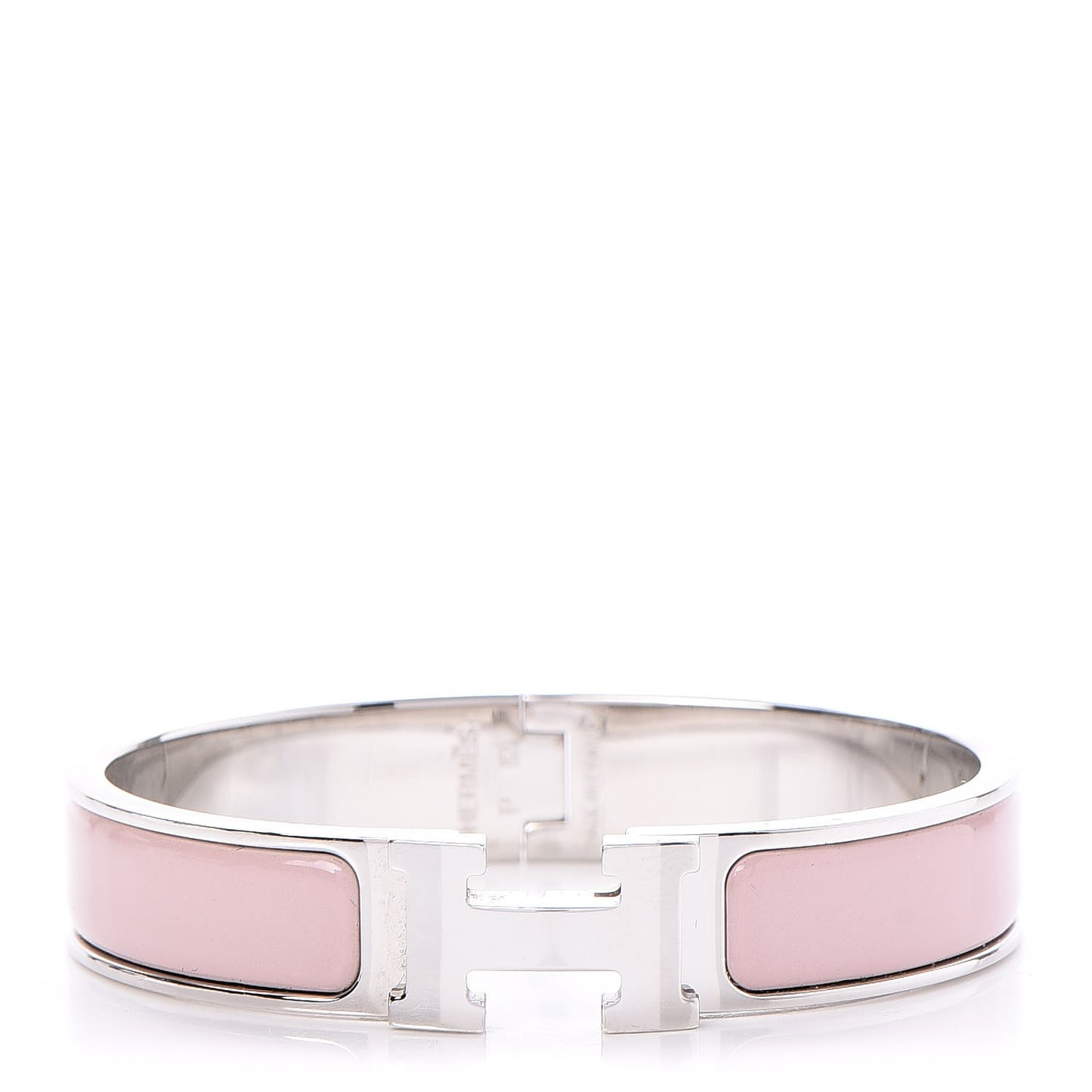 Enamel Narrow Clic Clac H Bracelet PM Rose Poudre