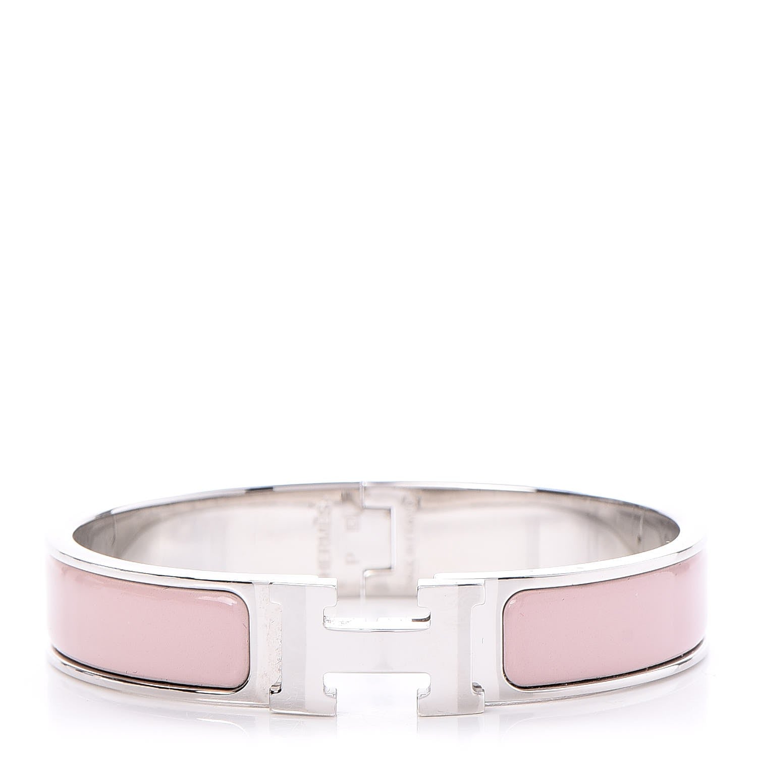 Hermes Enamel Narrow Clic Clac H Bracelet PM Rose Poudre 1 of 5