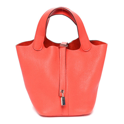 Hermes Taurillon Clemence Picotin Lock 18 PM Rouge Pivoine 1 of 11