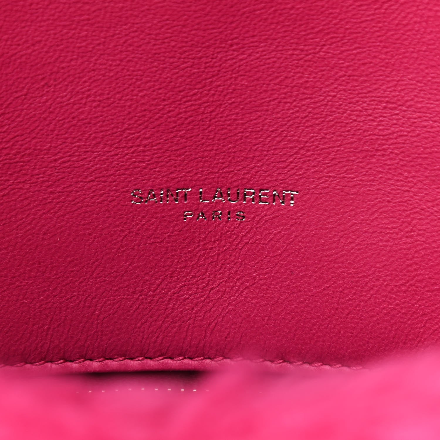 Saint Laurent Merino Shearling Lambskin Quilted Small Loulou Puffer Monogram Chain Satchel Fuchsia 6 of 11
