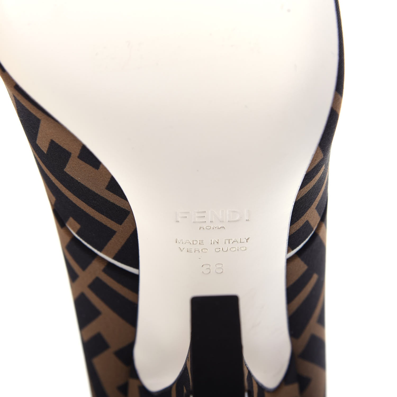 Fendi Lycra Film FF FFreedom Decollete Pumps 38 Tobacco Moro White 9 of 10