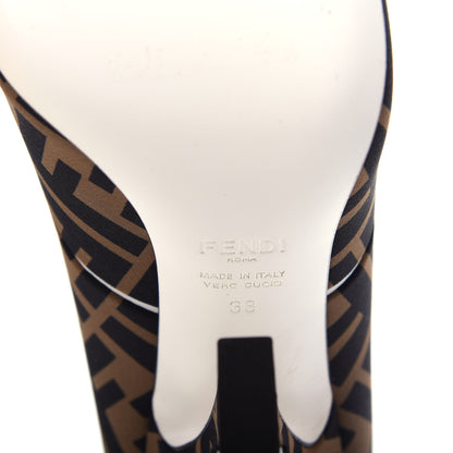 Fendi Lycra Film FF FFreedom Decollete Pumps 38 Tobacco Moro White 9 of 10