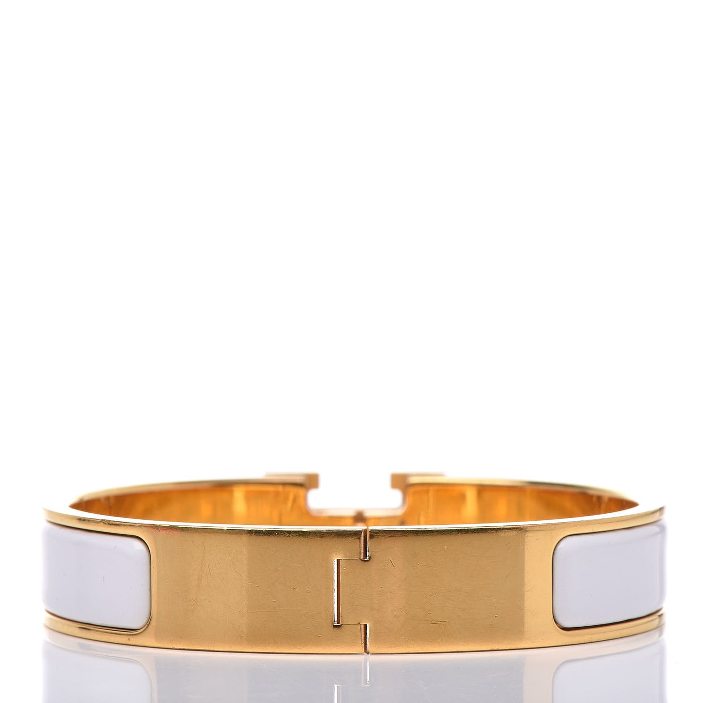 Enamel Narrow Clic Clac H Bracelet PM White
