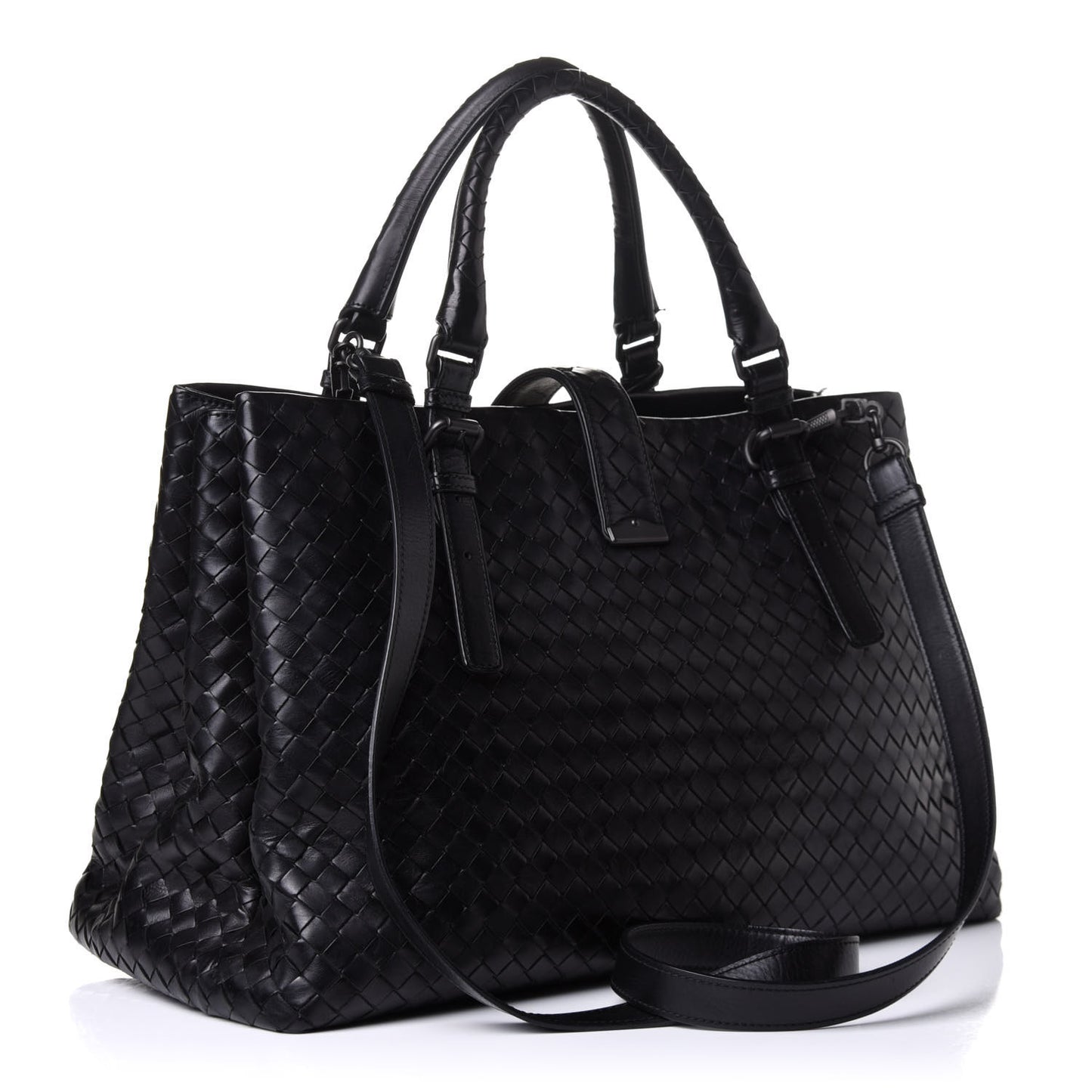Nappa Intrecciato Medium Roma Tote Black
