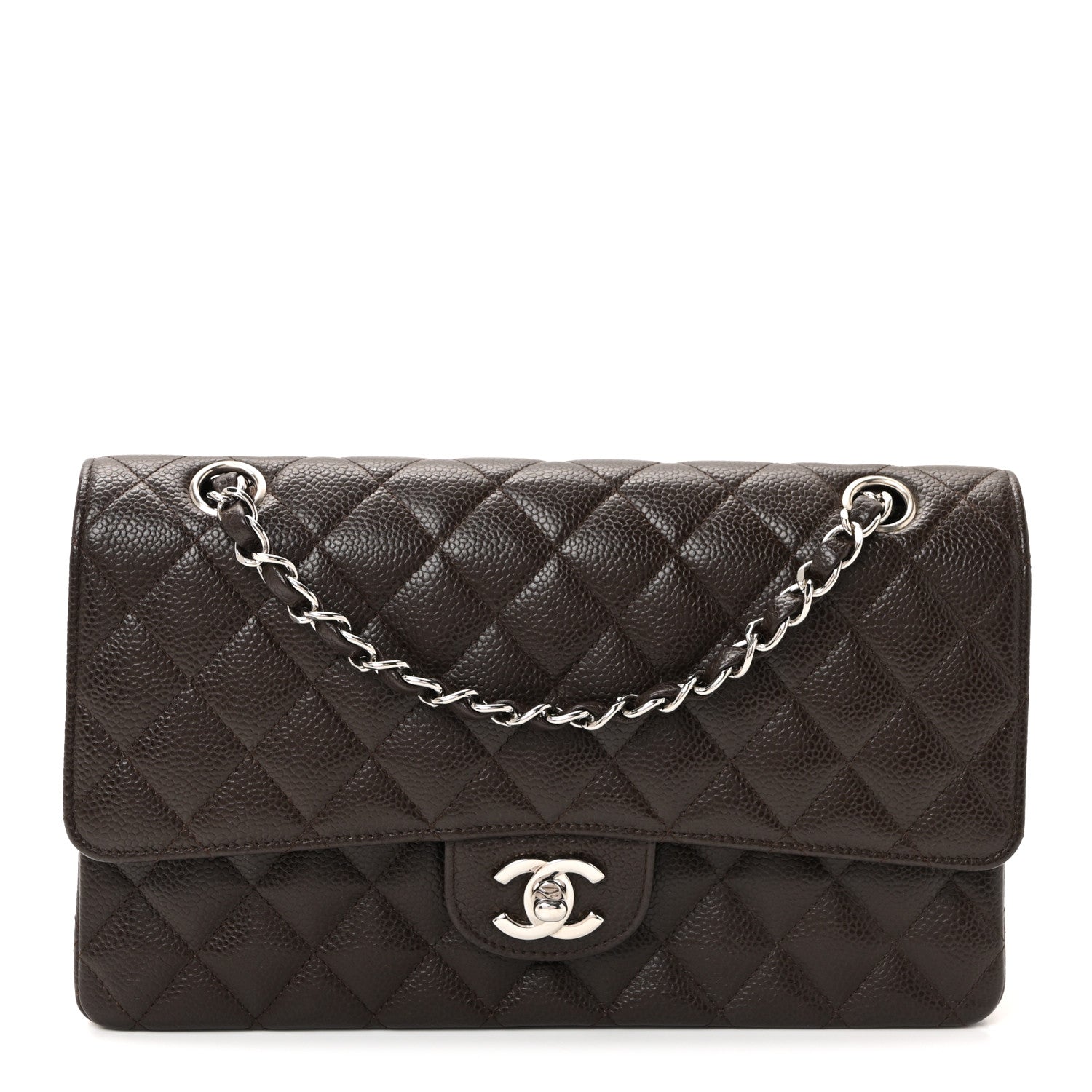 Chanel Caviar Quilted Medium Double Flap Dark Brown 1 of 10