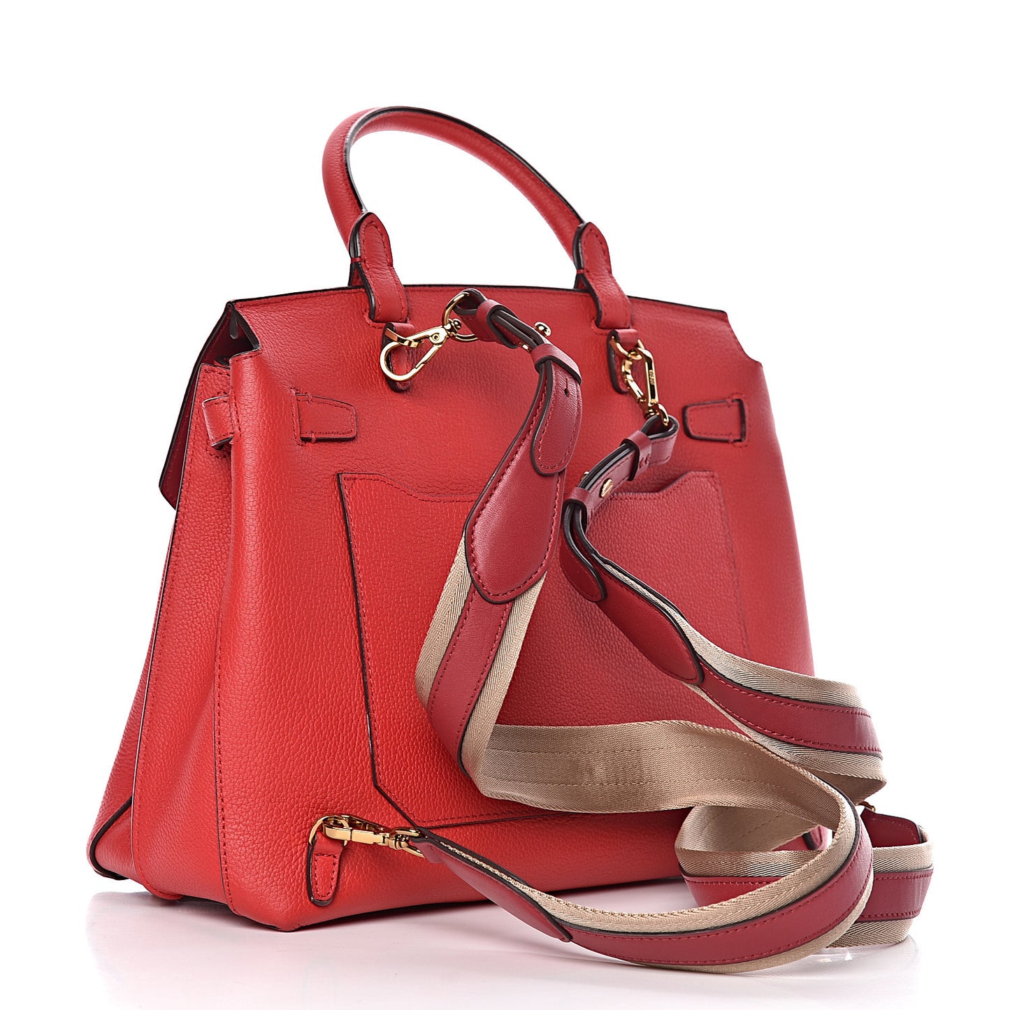 Grained Calfskin Large Milla Convertible Backpack Ruby Red