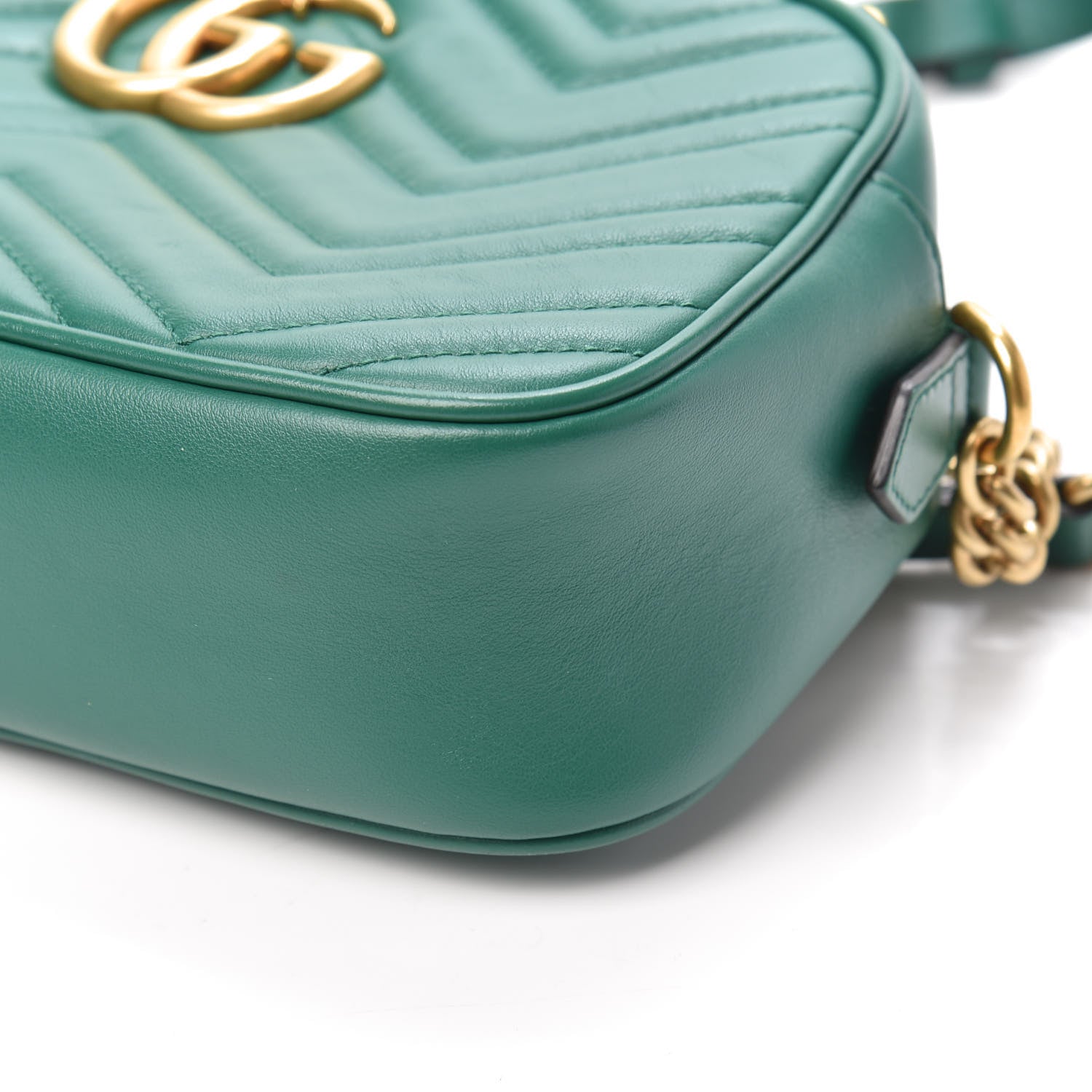 Gucci Calfskin Matelasse Small GG Marmont Chain Shoulder Bag Emerald Green 10 of 10