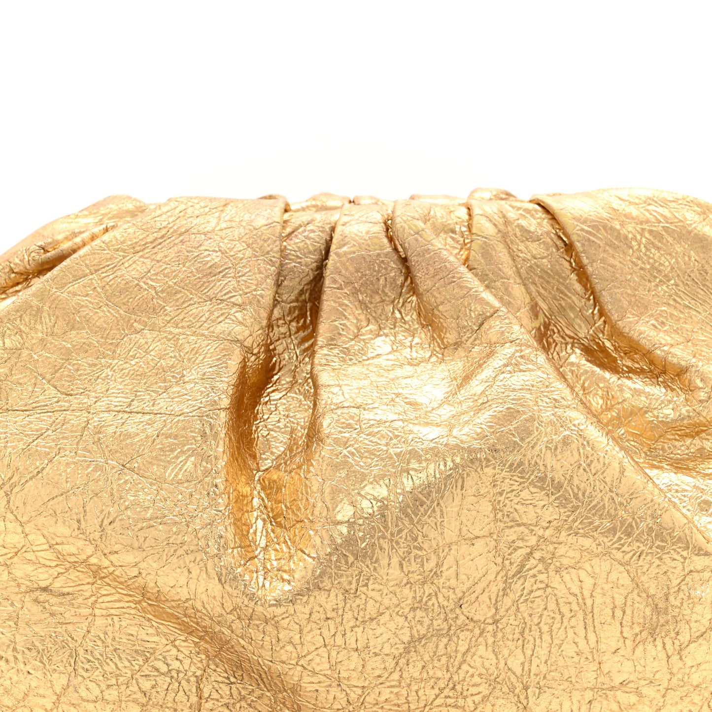 Metallic Crinkled Lambskin The Pouch Oversized Clutch Oro