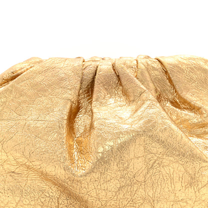 Bottega Veneta Metallic Crinkled Lambskin The Pouch Oversized Clutch Oro 8 of 10