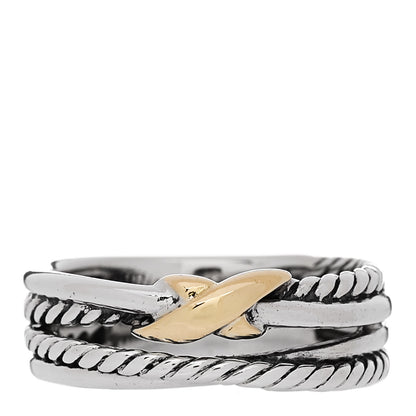 David Yurman Sterling Silver 18K Yellow Gold 6mm X Crossover Ring 51 5.75 1 of 4