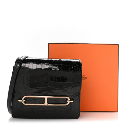 Hermes Shiny Alligator Mini Sac Roulis Black 10 of 10