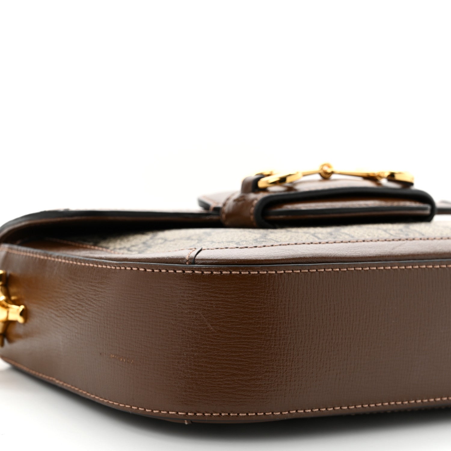 Gucci GG Supreme Monogram Web Mini Horsebit 1955 Shoulder Bag Beige Brown Sugar 9 of 11