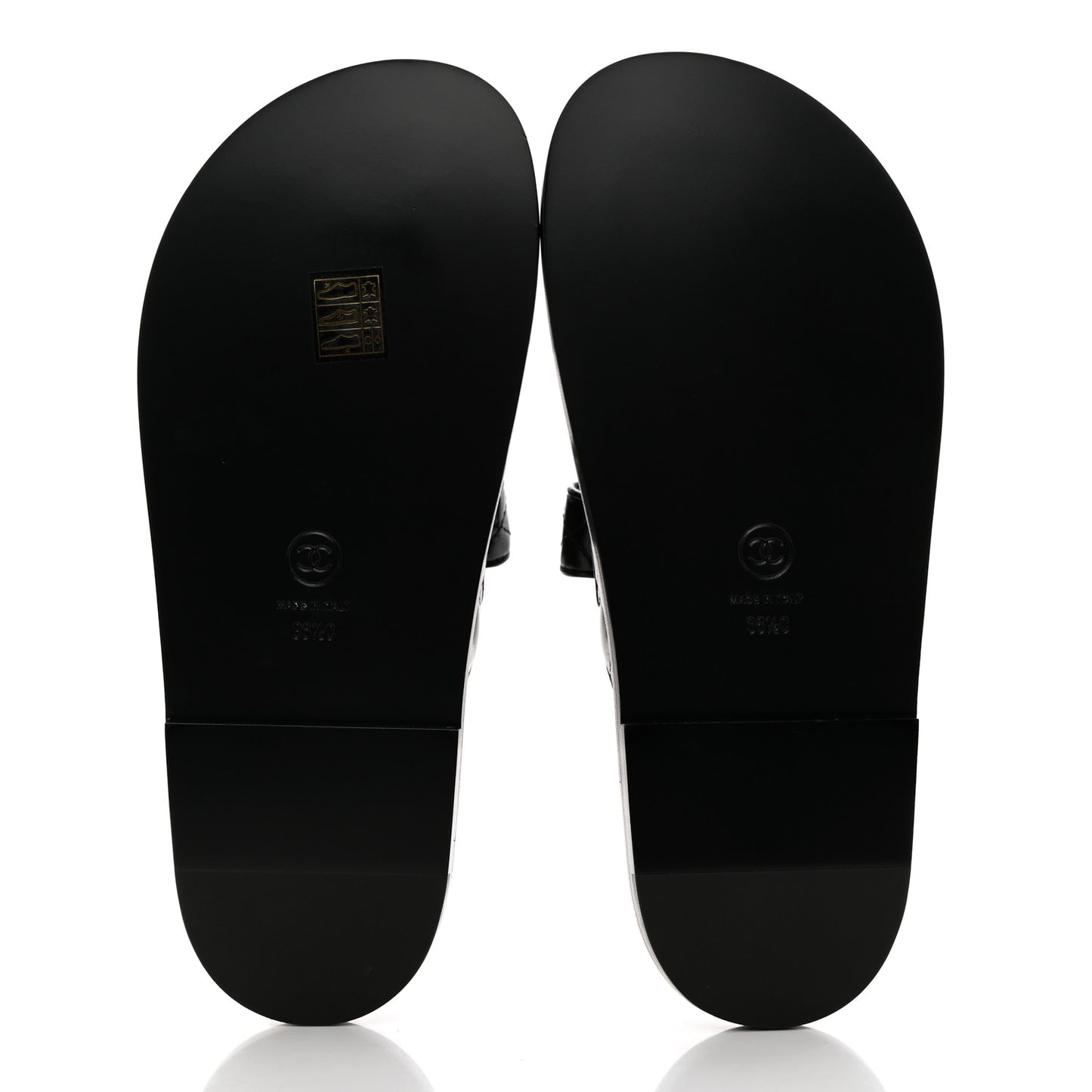 Lambskin Quilted Velcro Dad Chain CC Slide Sandals 36.5 Black