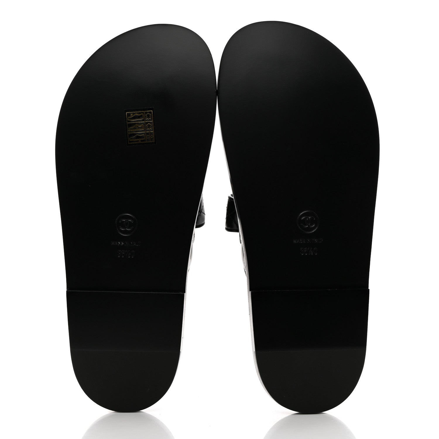 Chanel Lambskin Quilted Velcro Dad Chain CC Slide Sandals 36.5 Black 5 of 9