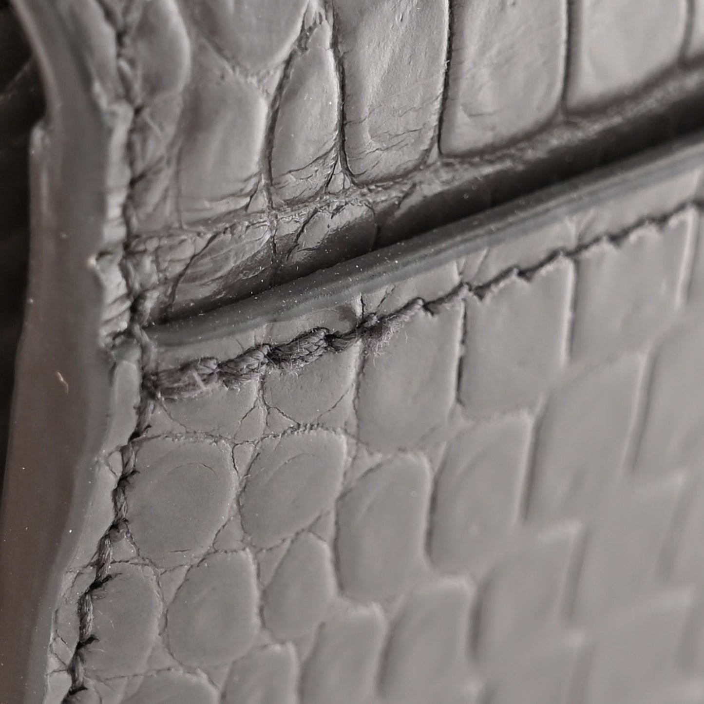 Calfskin Crocodile Embossed Monogram Sunset Chain Wallet Graphite
