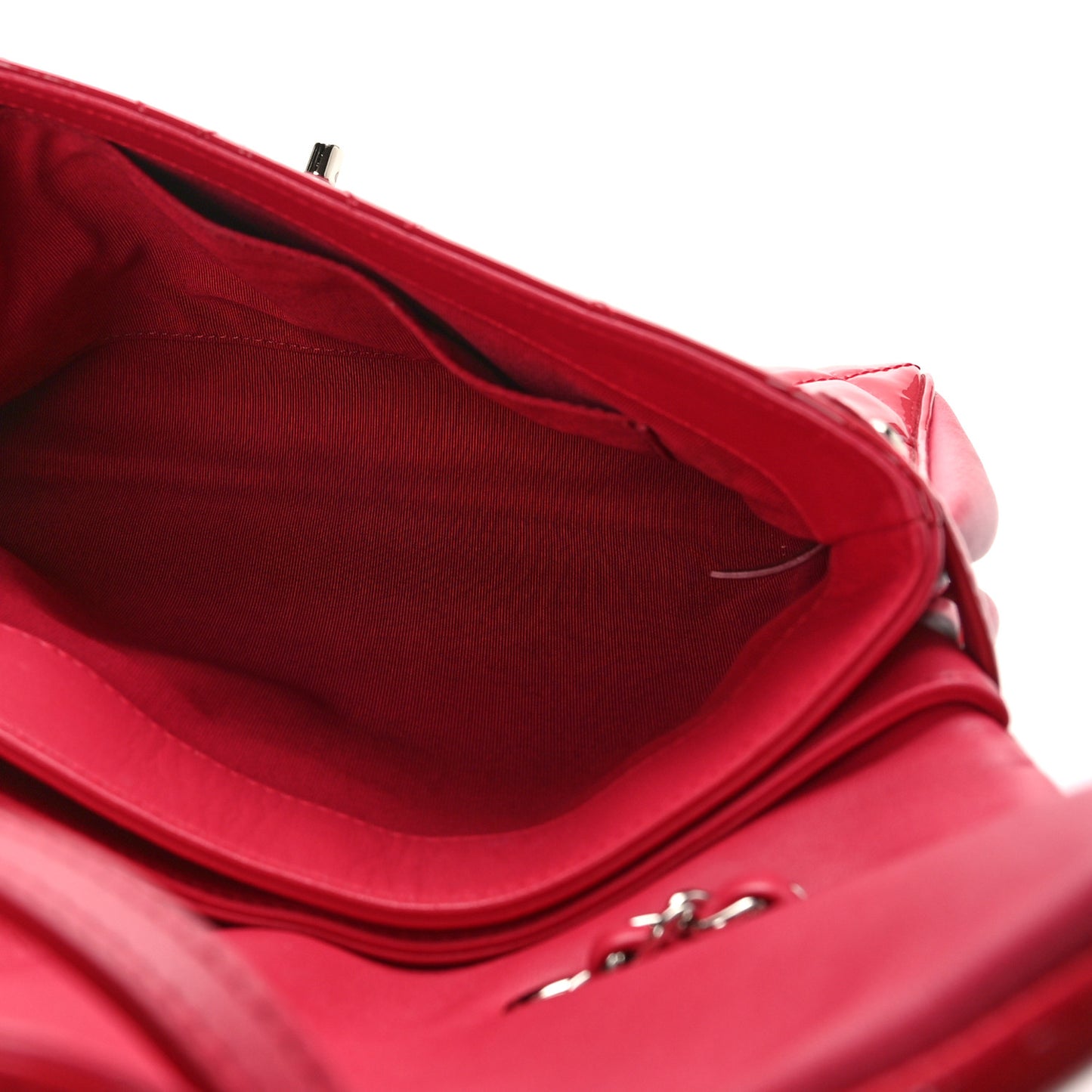 Patent Quilted Medium Rock In Rome Single Flap Dark Pink