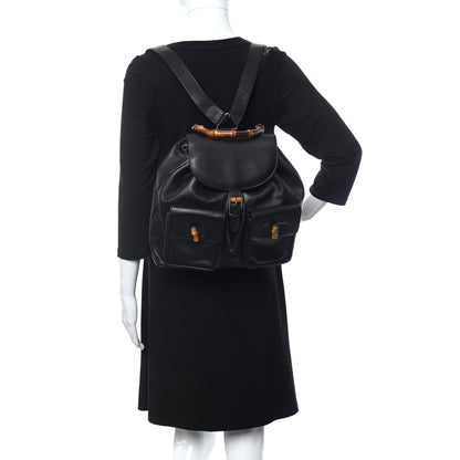 Gucci Calfskin Bamboo Backpack Black 3 of 14