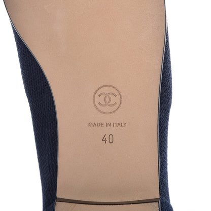 Chanel Fabric Grosgrain Cap Toe Ballerina Flats 40 Navy Black 7 of 8