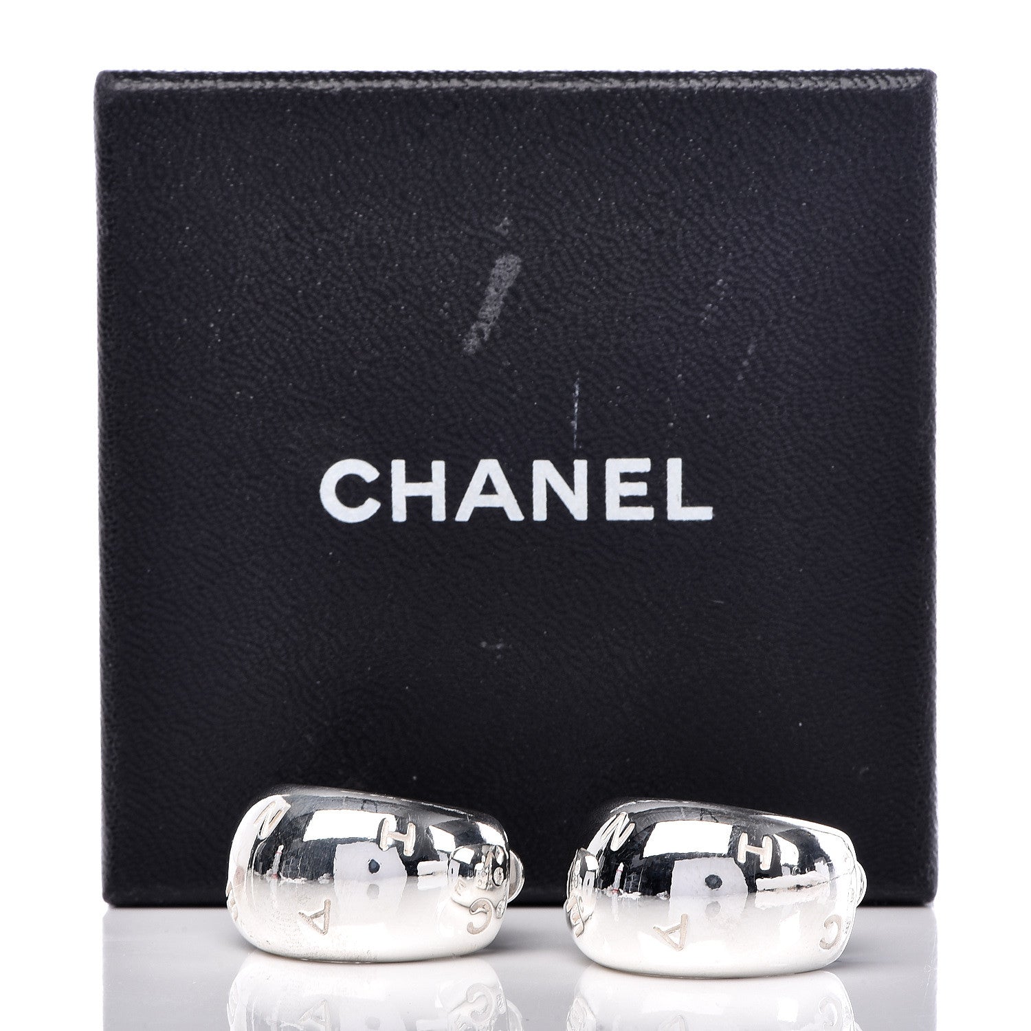 Chanel Sterling Silver Logo Clip-On Earrings 5 of 5