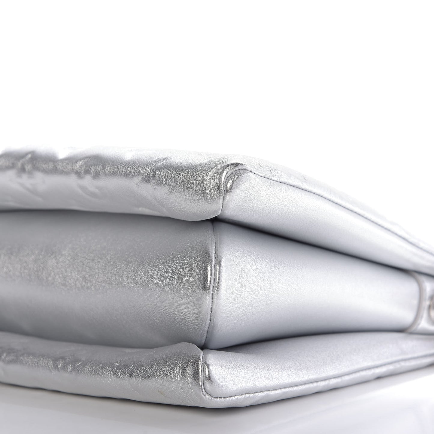 Metallic Lambskin Embossed Monogram Coussin PM Silver