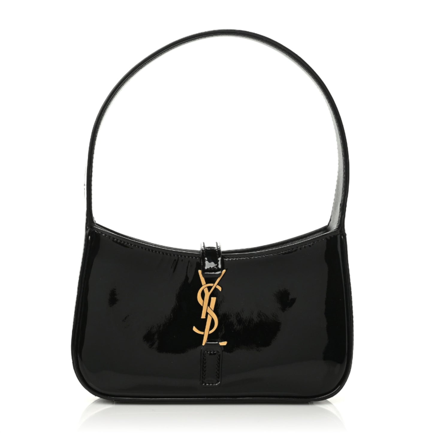 Patent Calfskin Le 5 A 7 Mini Hobo Black