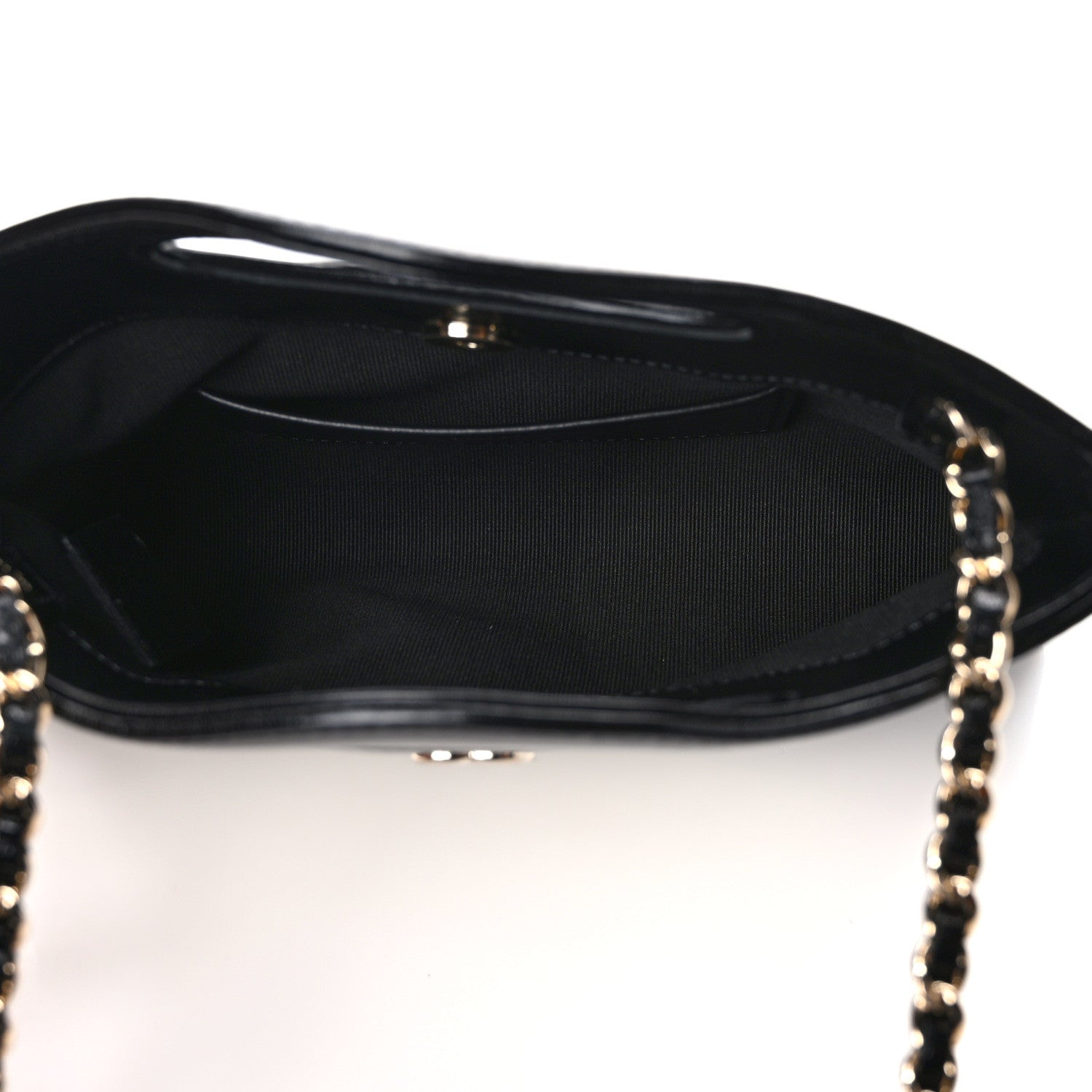Chanel Shiny Crumpled Calfskin Quilted Nano 31 Shopping Bag White Black 5 of 11