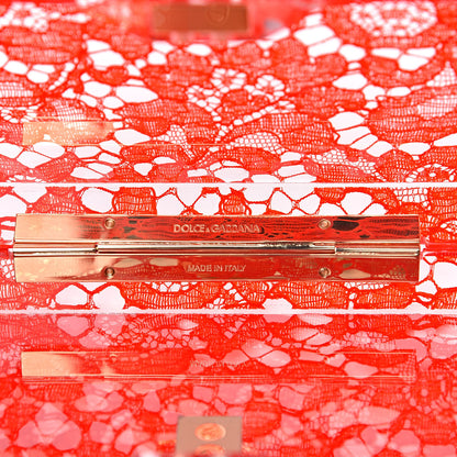 Dolce & Gabbana Plexiglass Lace Dolce Box Clutch Red 6 of 9