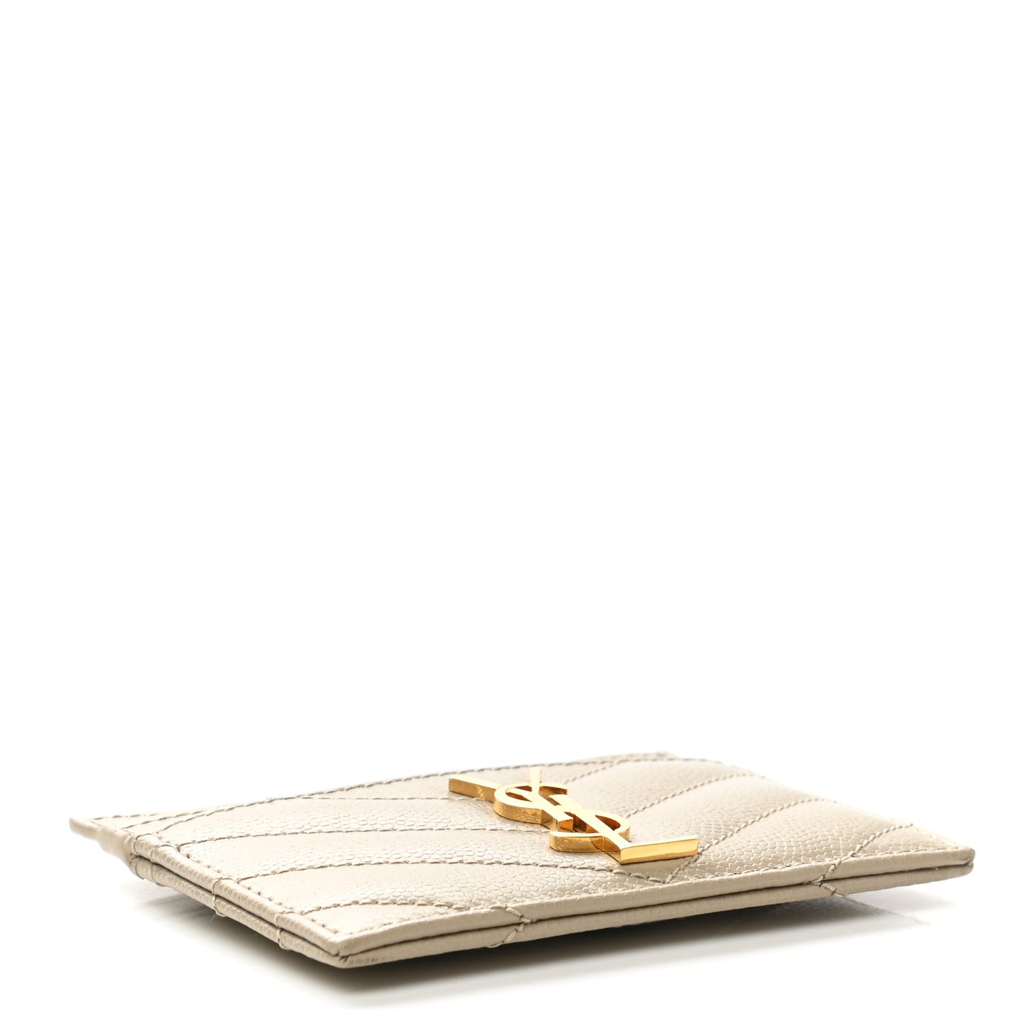 Grain De Poudre Matelasse Chevron Monogram Credit Card Case Sea Salt