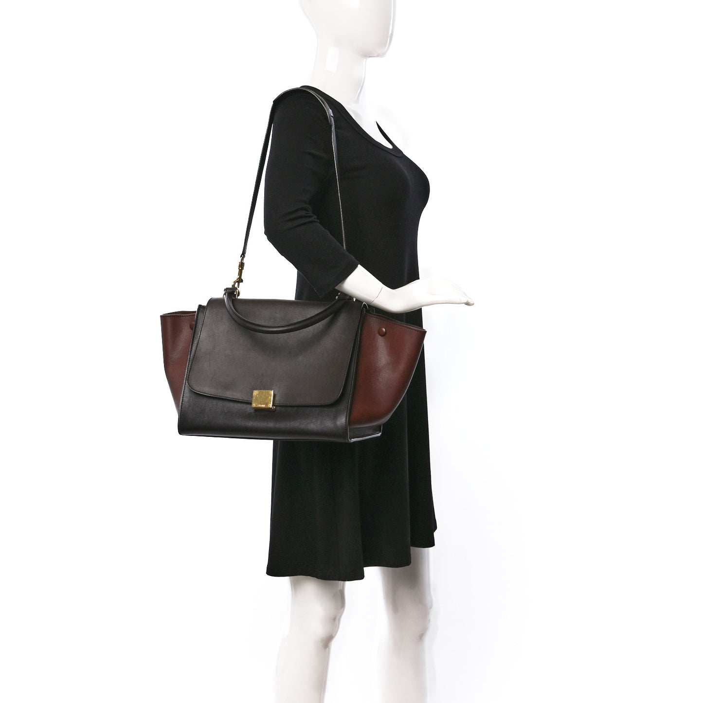 Smooth Calfskin Suede Medium Tri-Color Trapeze Terracotta
