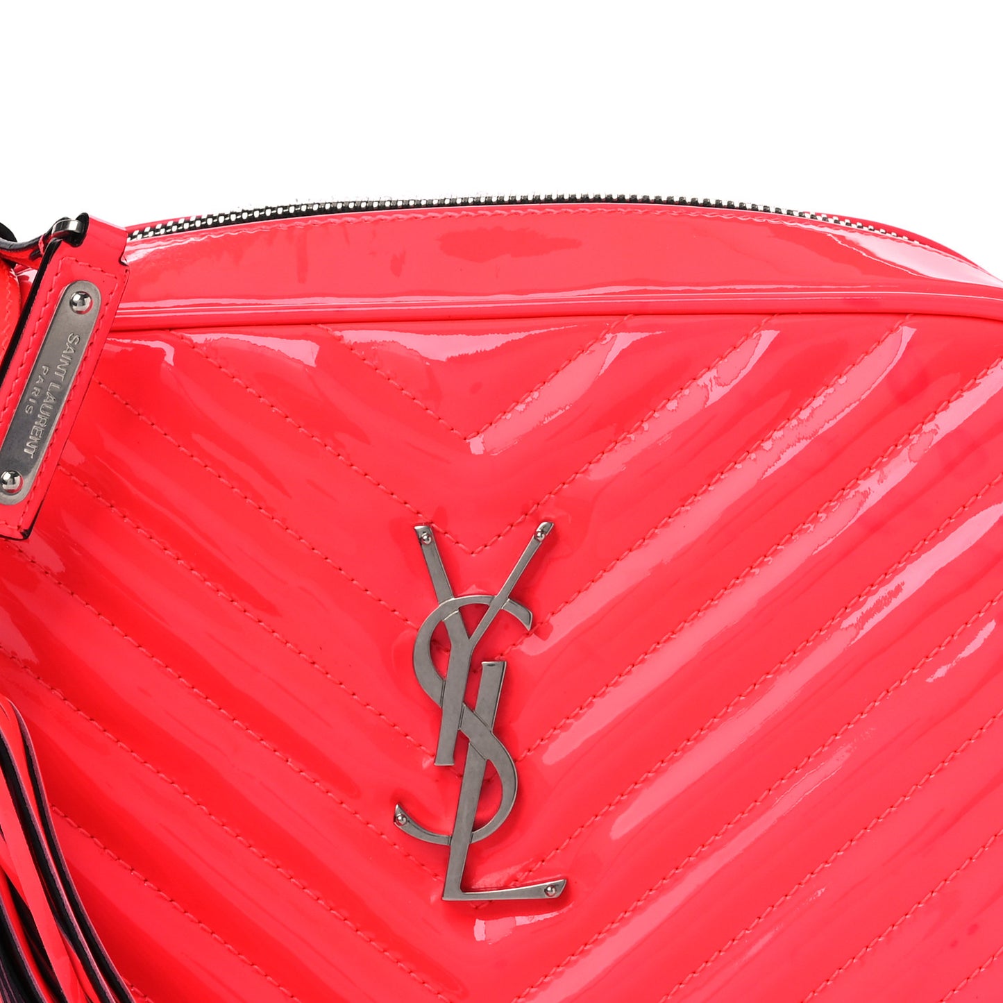 Patent Calfskin Matelasse Monogram Lou Camera Bag Neon Pink