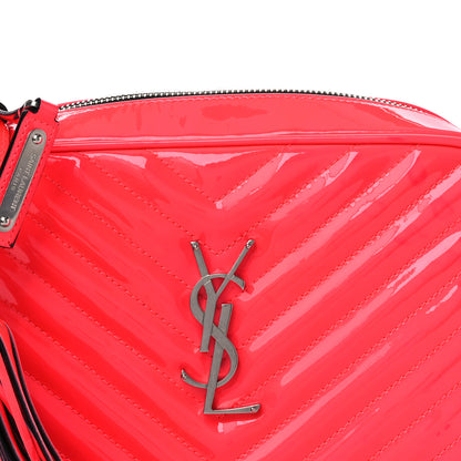 Saint Laurent Patent Calfskin Matelasse Monogram Lou Camera Bag Neon Pink 8 of 11
