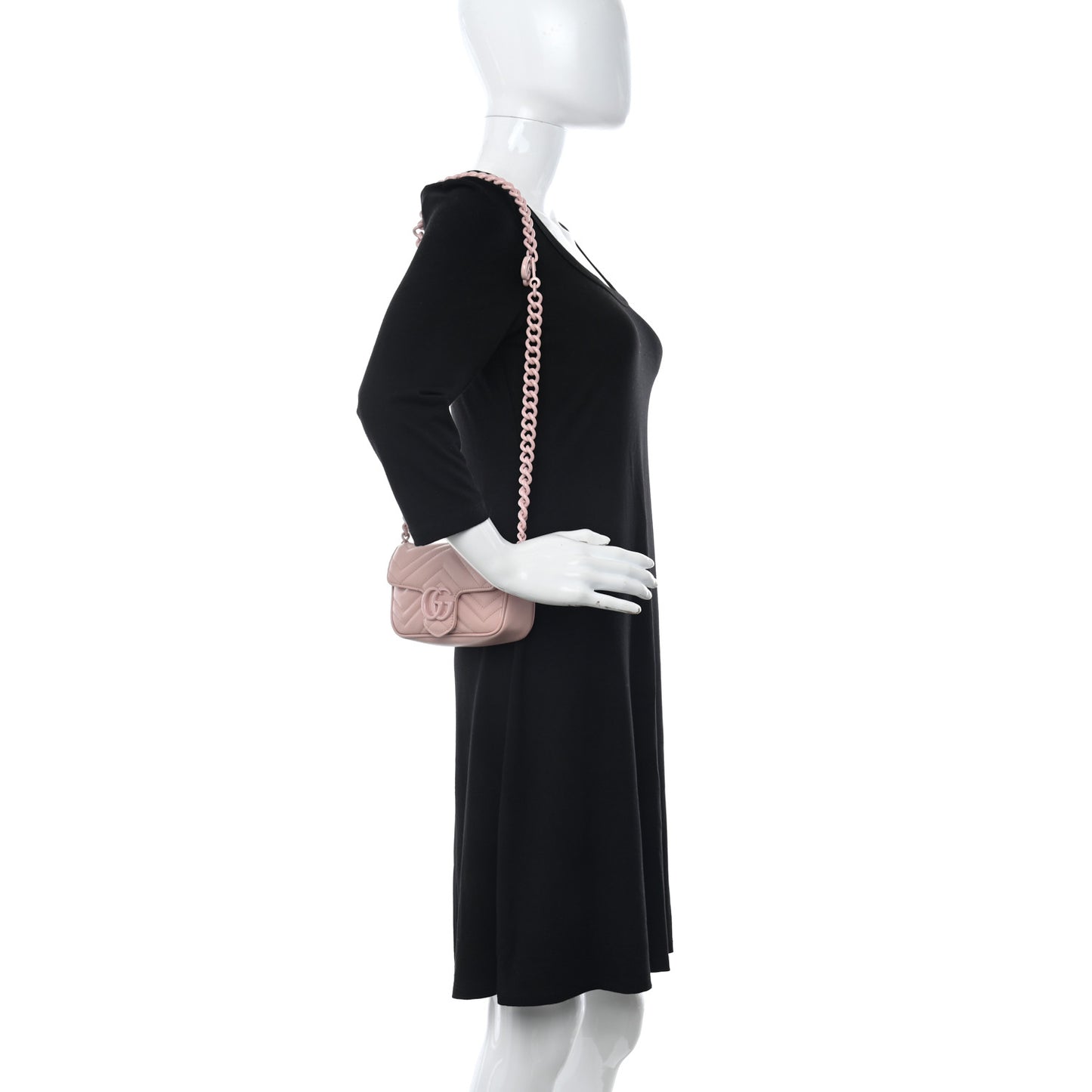 Calfskin Matelasse Monochrome GG Marmont Chain Belt Bag Perfect Pink