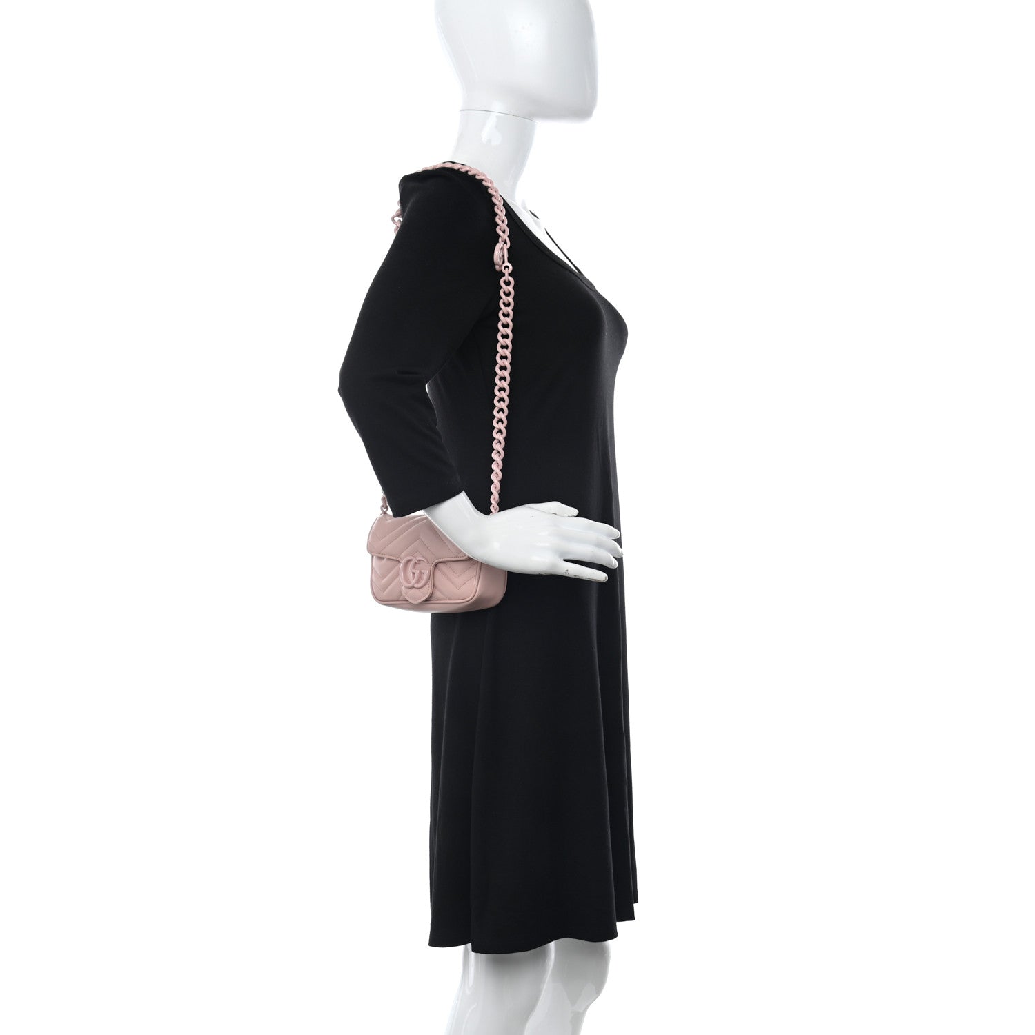 Gucci Calfskin Matelasse Monochrome GG Marmont Chain Belt Bag Perfect Pink 2 of 10