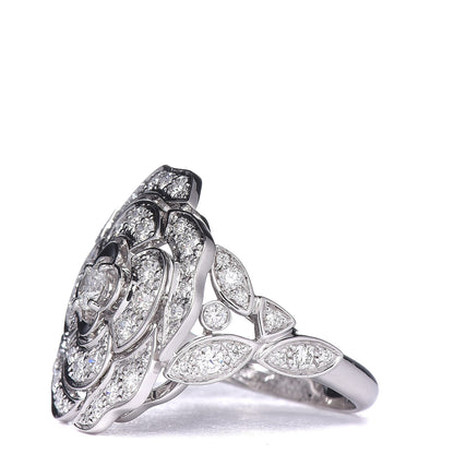 Chanel 18K White Gold Diamond Bouton de Camélia Ring 56 7.5 3 of 6