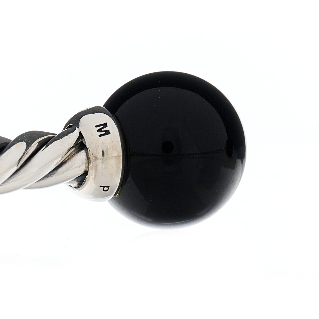 Sterling Silver Diamond Onyx 9mm Solari Bracelet