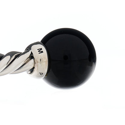 David Yurman Sterling Silver Diamond Onyx 9mm Solari Bracelet 4 of 4
