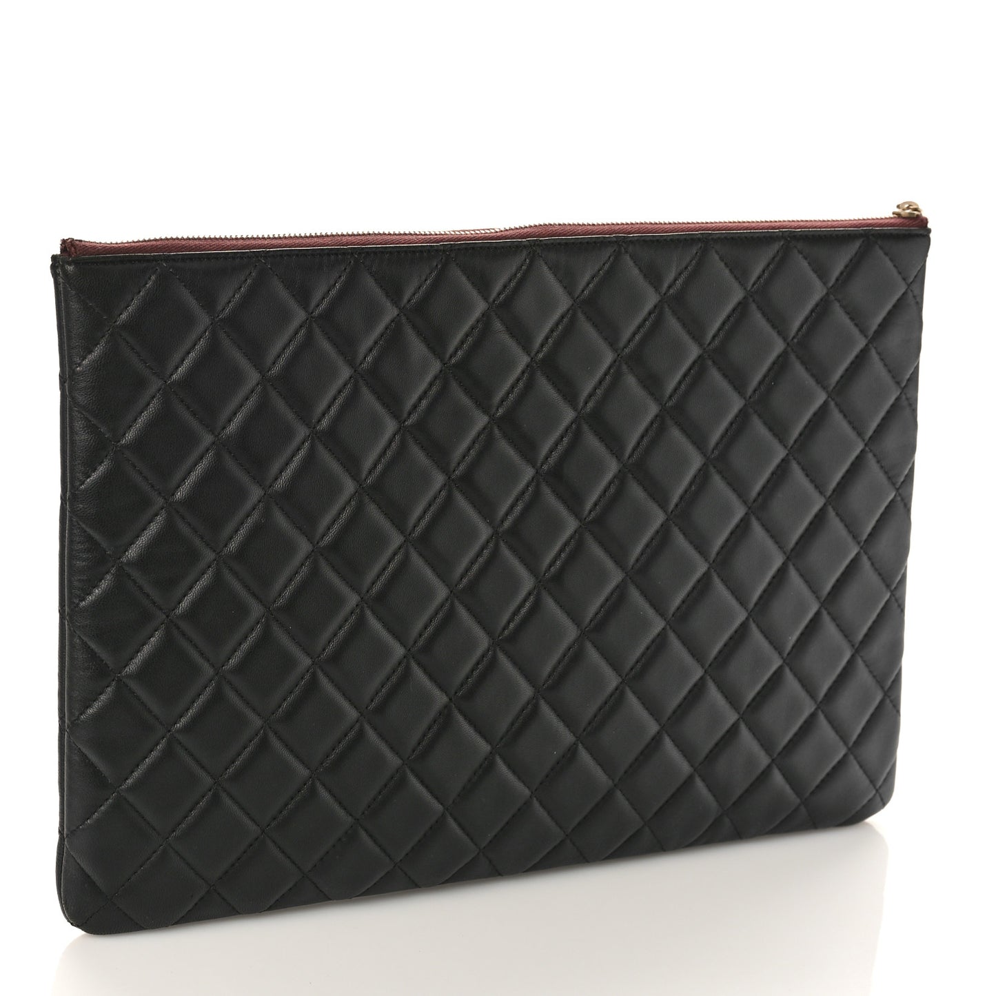 Lambskin Quilted Large Cosmetic Case Black