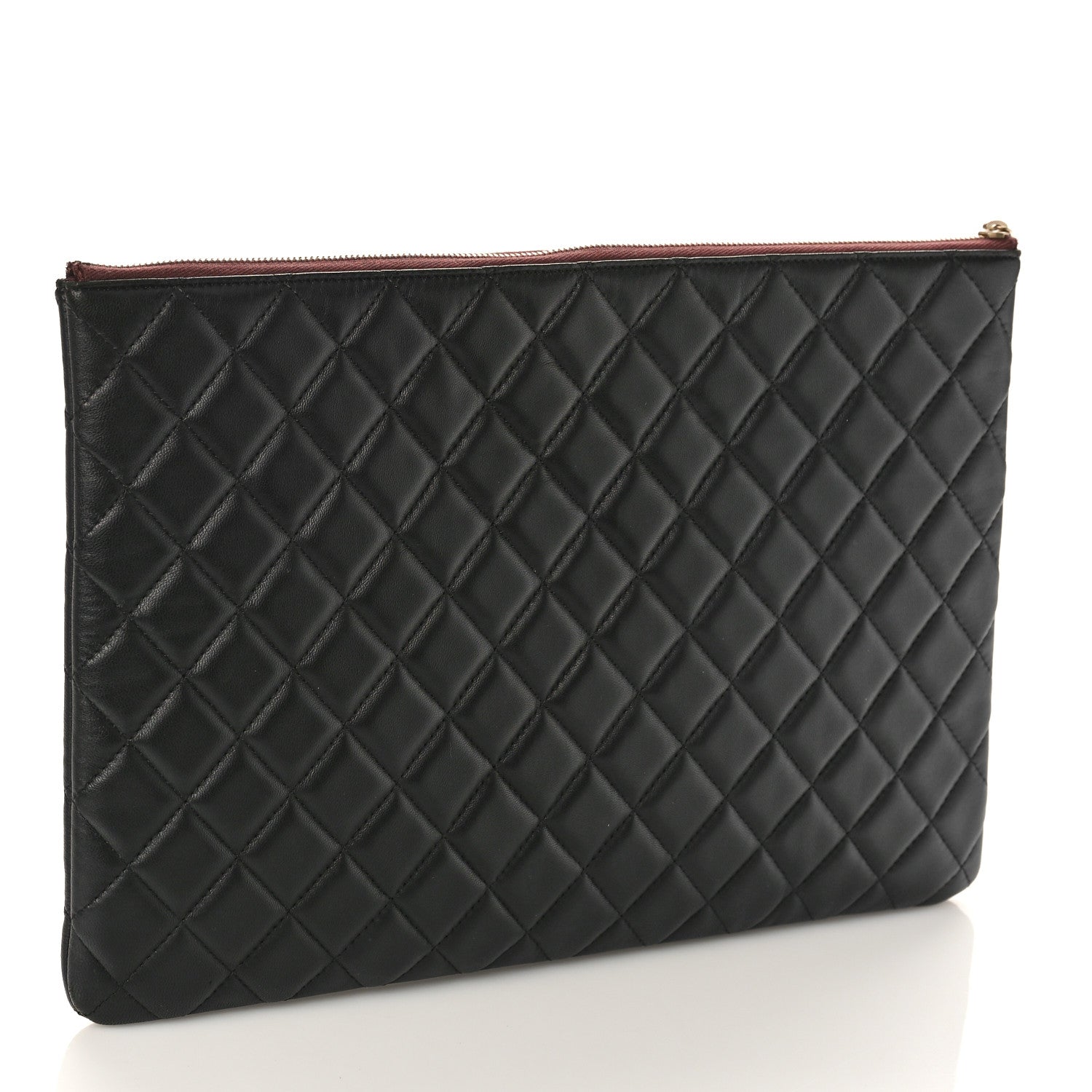 Chanel Lambskin Quilted Large Cosmetic Case Black 3 of 8