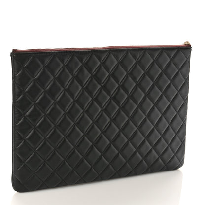 Chanel Lambskin Quilted Large Cosmetic Case Black 3 of 8