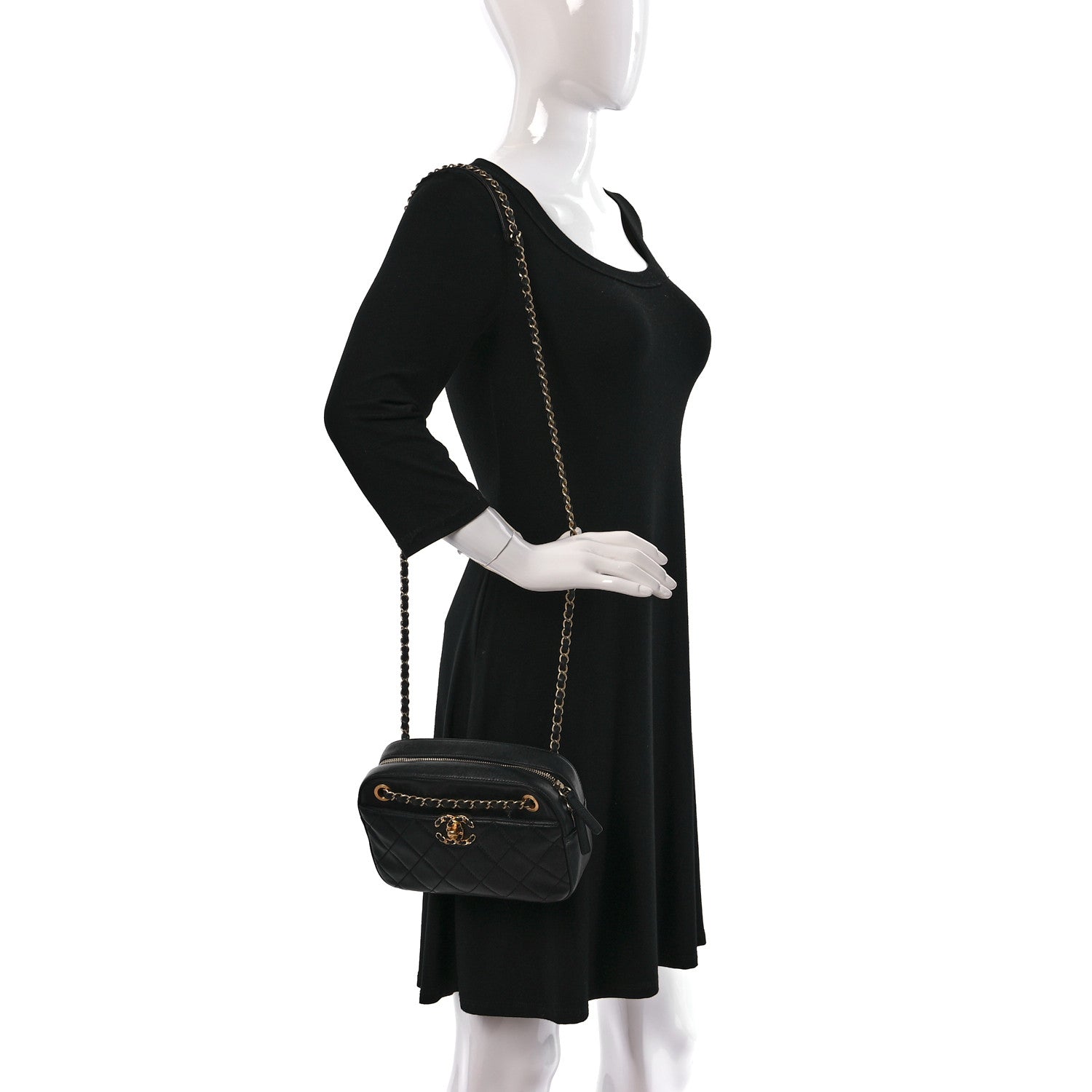 Chanel Goatskin Quilted Chanel 19 Camera Case Black 2 of 9