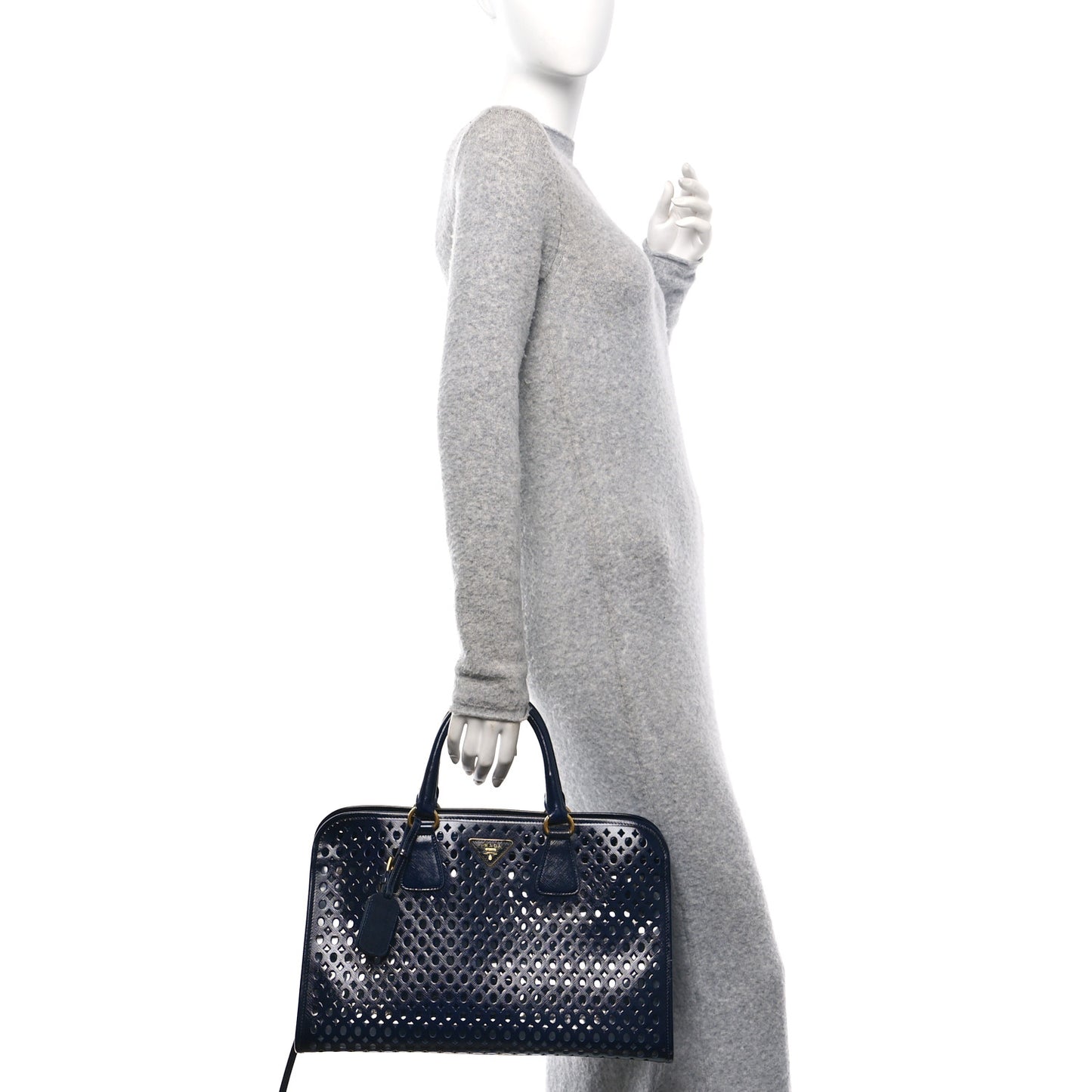 Saffiano Vernice Perforated Tote Royal