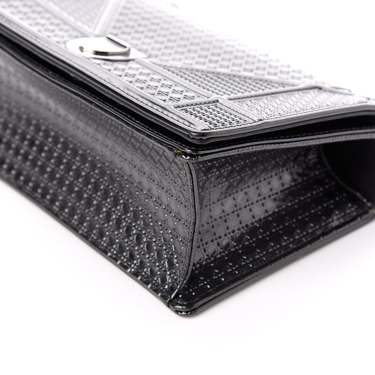 Metallic Patent Micro-Cannage Medium Diorama Flap Bag Onyx Black